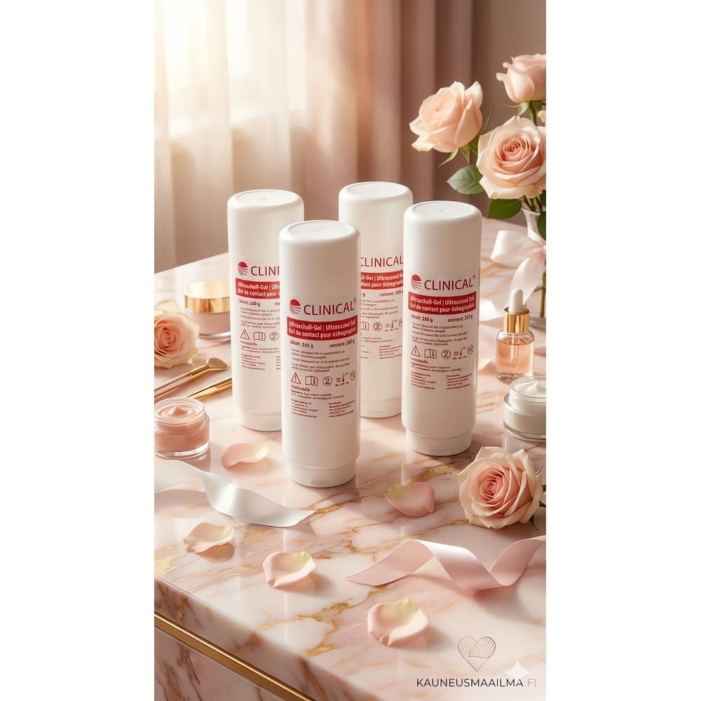 Kliinisen tason väritön ultraäänigeeli vaativiin laitehoitoihin. Vesiliukoinen koostumus takaa täydellisen johtavuuden ja turvallisuuden iholla.