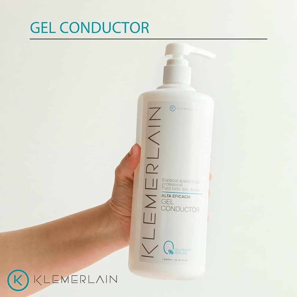 Ammattitasoinen Klemerlain-konduktiogeeli riittoisassa 1000ml pumppupullossa. Väritön