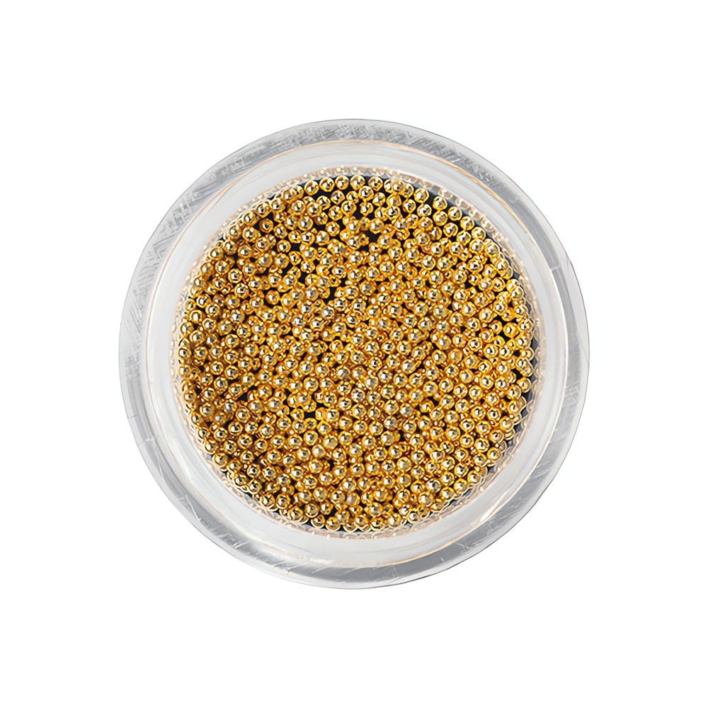 Ylelliset kultaiset minikuulat kynsikoristeluun. Luo upea 3D-kaviaariefekti ja lisää manikyyriisi ajatonta glamouria ja tekstuuria.