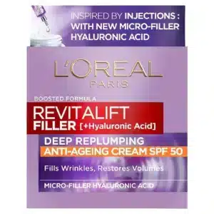 L'Oréal Revitalift Clinical päivävoide täyttää syvältä ryppyjä ja suojaa tehokkaasti SPF 50:llä. Sisältää 3 hyaluronihapon tyyppiä. Esteettisten hoitojen inspir