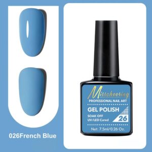 Ammattitason geelilakka elegantissa ranskalaisen sinisessä sävyssä. Intensiivinen pigmentti ja pitkäkestoinen kiilto. Sävy: 26 French Blue.