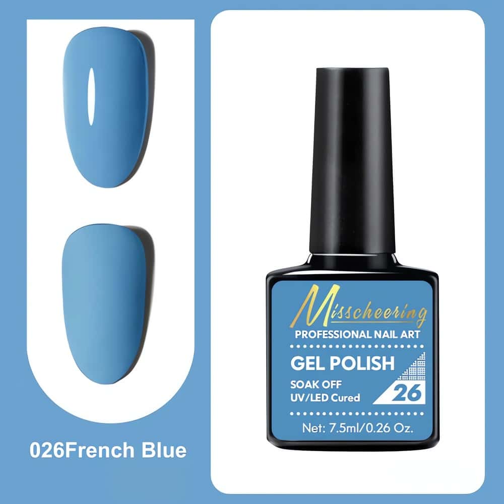 Ammattitason geelilakka elegantissa ranskalaisen sinisessä sävyssä. Intensiivinen pigmentti ja pitkäkestoinen kiilto. Sävy: 26 French Blue.