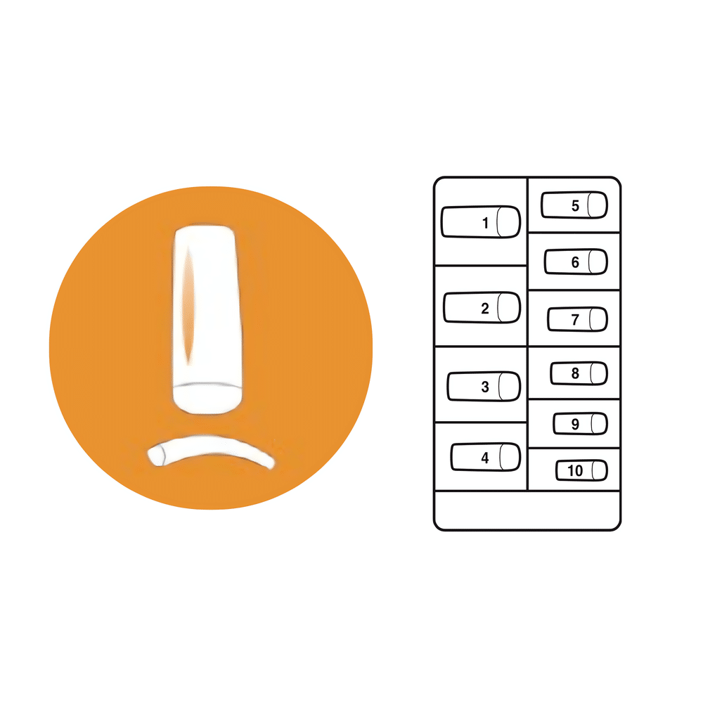 Riittoisa 250 kpl ammattilaispakkaus ergonomisesti kaarevia kynsitippejä. Voimakas C-kaari takaa täydellisen istuvuuden ja luo pohjan erittäin kestäville rakenn