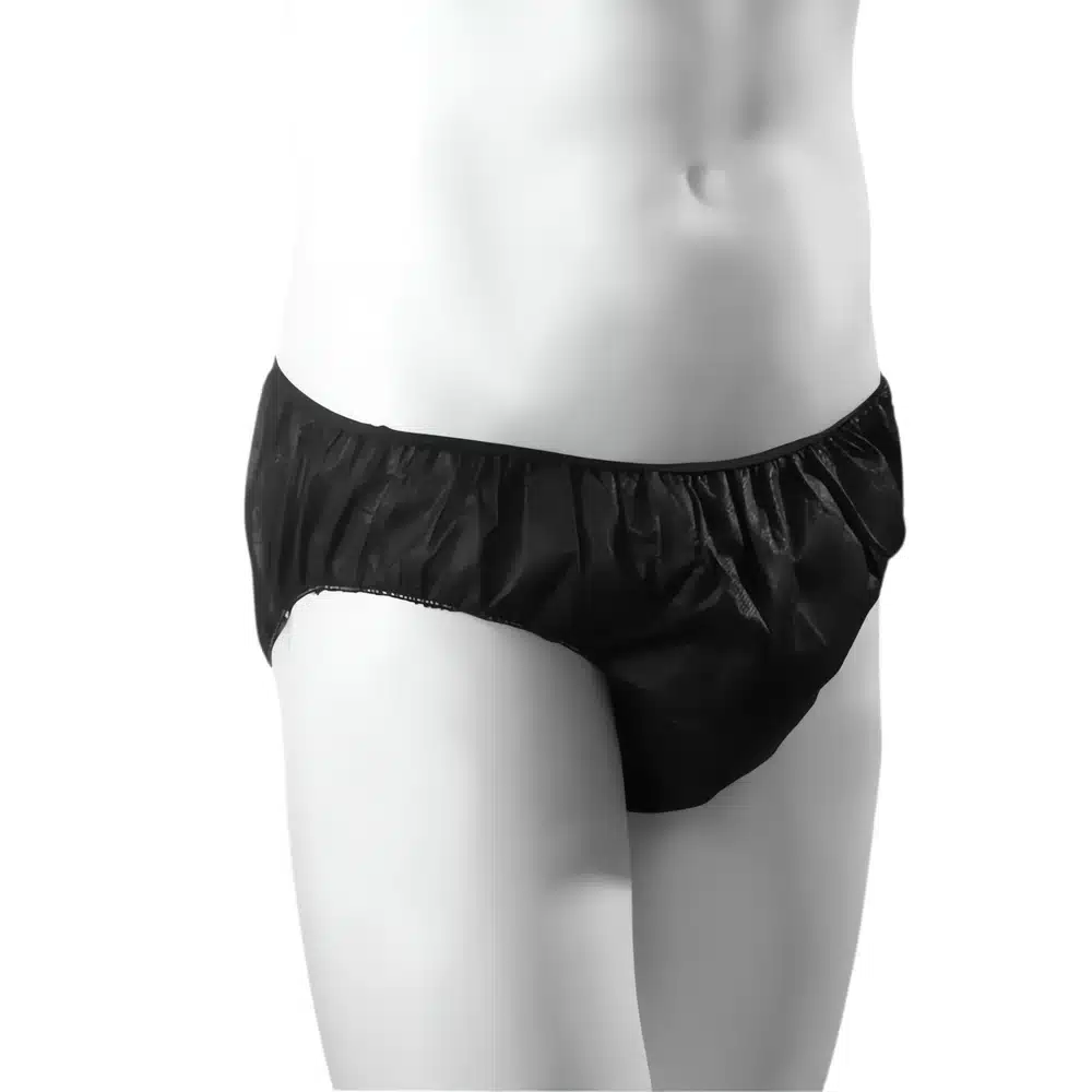 Ammattimainen 6 kappaleen pakkaus hygieenisiä kertakäyttöalushousuja miehille. Pehmeä ja mukava kuitukangasmateriaali takaa asiakasmukavuuden vartalohoitojen ja