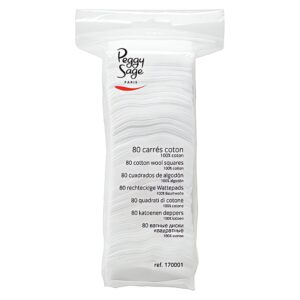 Peggy Sage 100% puuvillaiset neliövanulaput (80 kpl) puhdistavat ihon ja poistavat meikin hellävaraisesti. Kestävä