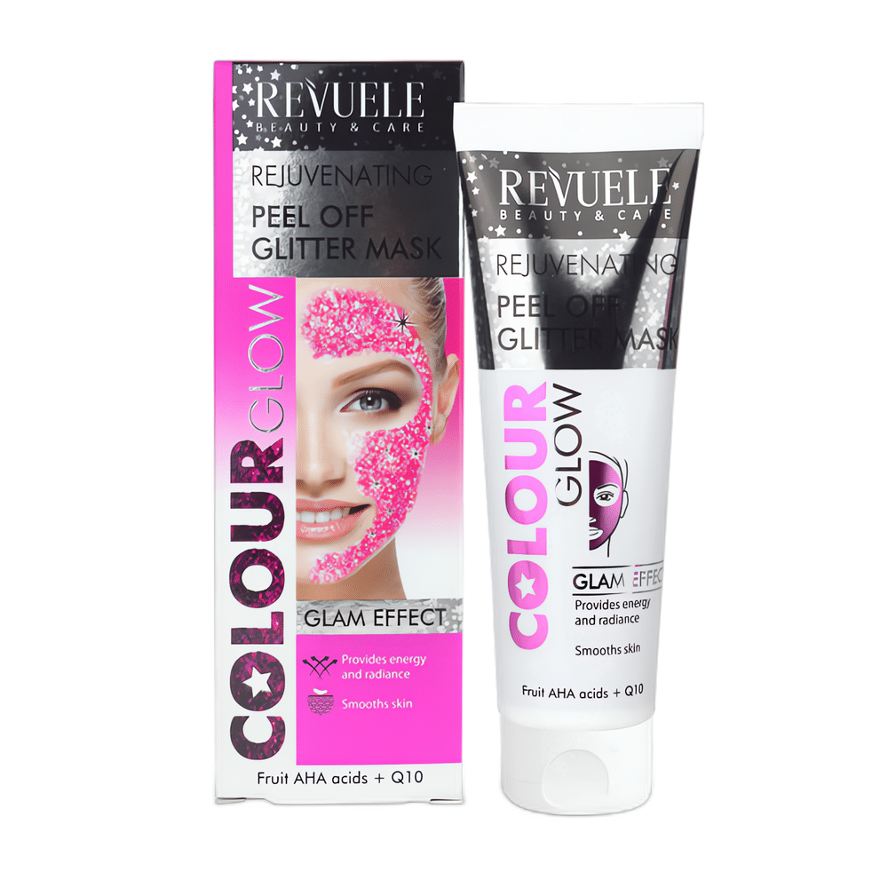 Uudista ihosi AHA-hedelmähapoilla ja Q10-koentsyymillä! Tämä pinkki glitter peel-off naamio kirkastaa