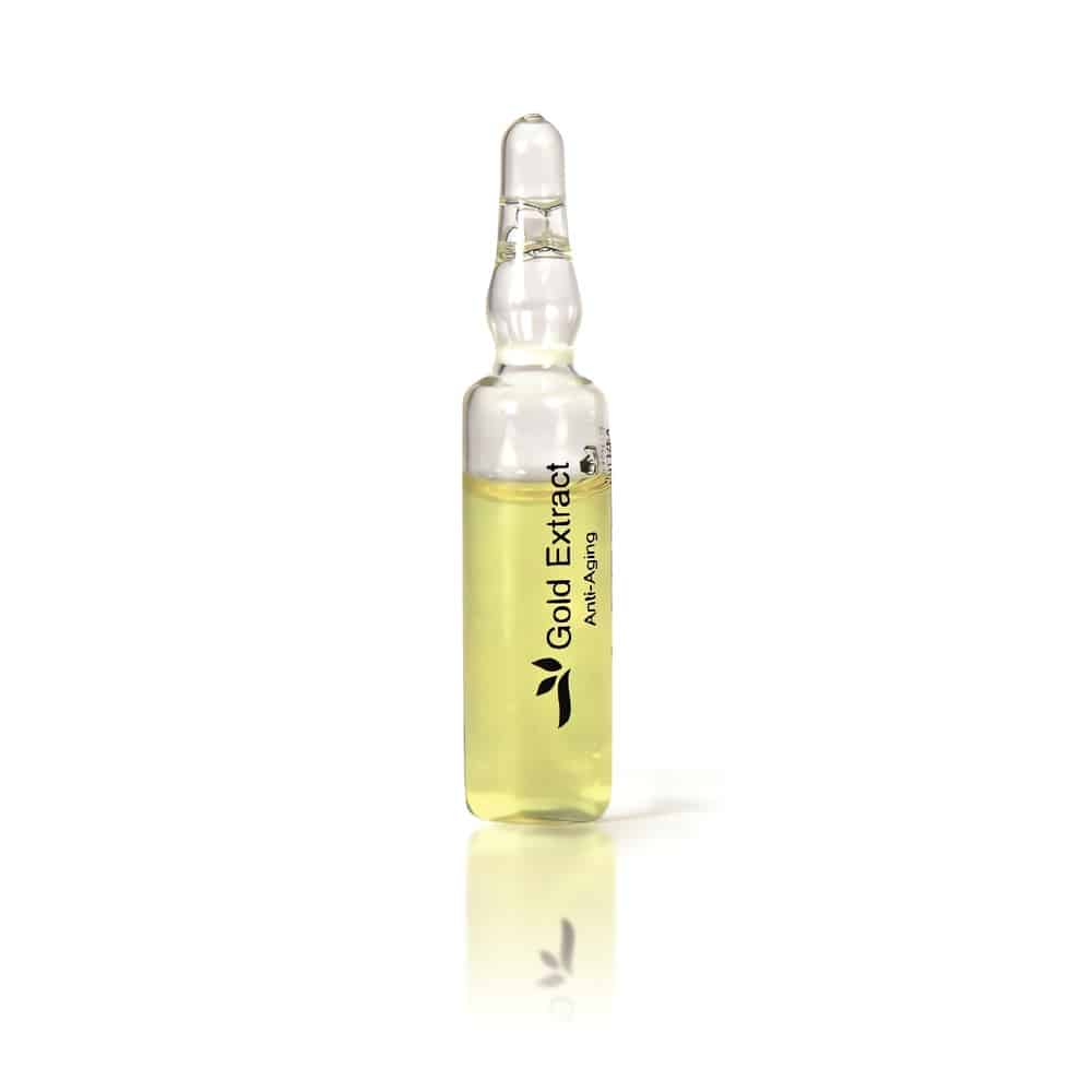 Ylellinen anti-age-tehohoito! Santana Gold Extract -ampulli silottaa ryppyjä Matrixyl®-peptidillä ja tuo kasvoille välittömän kultaisen hehkun.