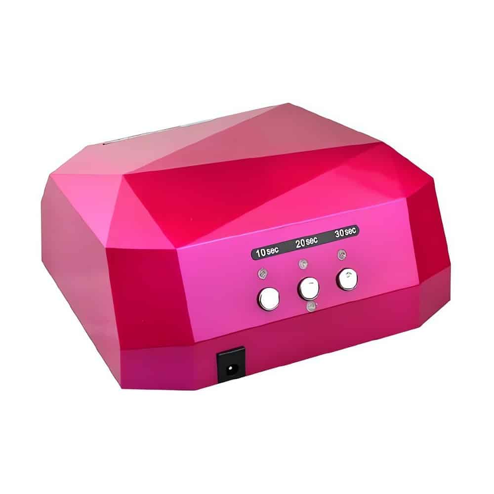 Upea timantinmuotoinen 36W kynsiuuni UV- ja LED-geeleille. Irrotettava pohja helpottaa pedikyyriä. Nopea kovetus ja tyylikäs muotoilu ammattikäyttöön.