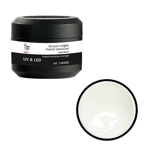 Luo täydellisen selkeä ja kestävä ranskalainen manikyyri Peggy Sage Extra-Blanc -geelillä.