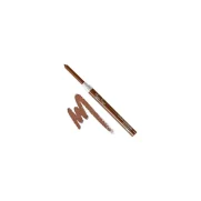 Ruskea Peggy Sage Lip Lead Pencil Forest -huultenrajauskynä ja sen alapuolelle siksak-kuvioon piirretty maanläheinen värimalli valkoista taustaa vasten.