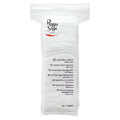 Peggy Sage 100% puuvillaiset neliövanulaput (80 kpl) puhdistavat ihon ja poistavat meikin hellävaraisesti. Kestävä