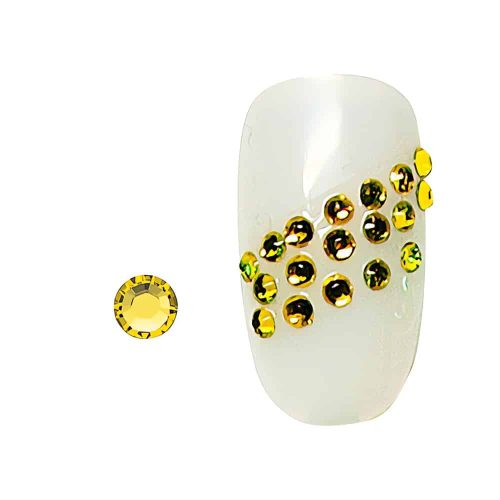 Pirteät sitruunankeltaiset Swarovski-kristallistrassit. Lisää kynsiisi säkenöivää energiaa ja valoa. 20 kpl (1